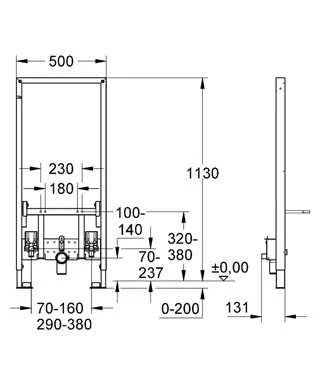 Grohe Rapid SL bidė rėmas 1.13m (be tvirtinimo kompl.)