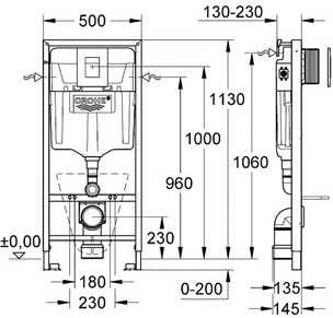 WC potinkinio rėmo komplektas GROHE Rapid SL (5 in 1), 38827000