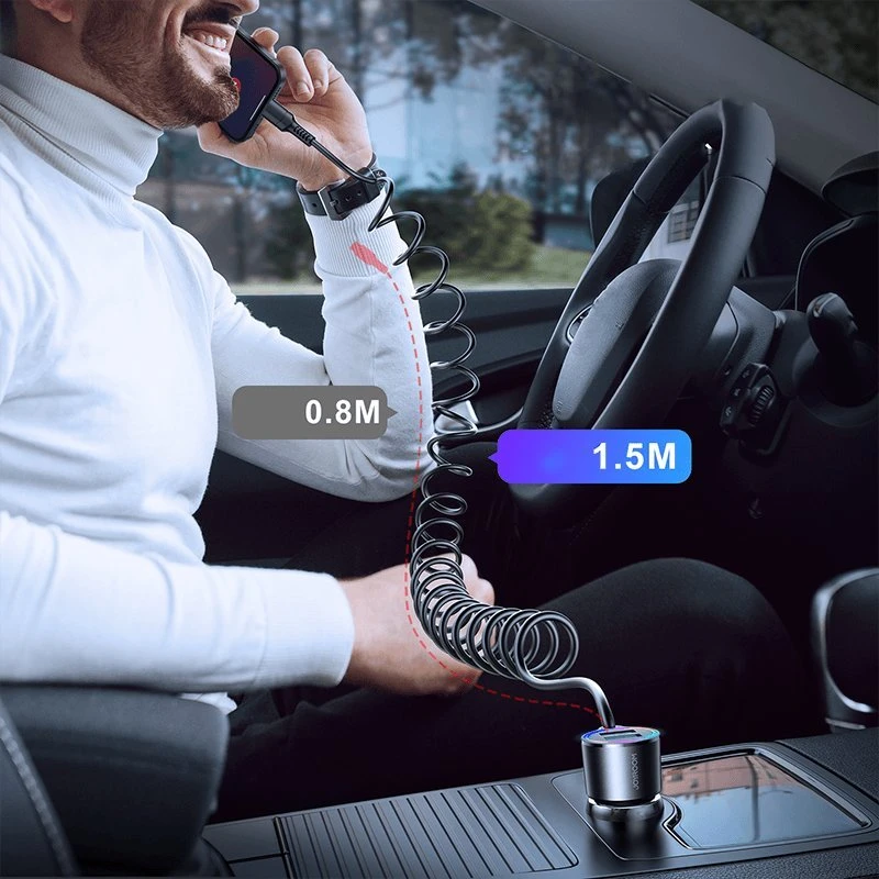 Automobilinis įkroviklis Joyroom JR-CL25, 2x USB + Lightning laidas (juodas)