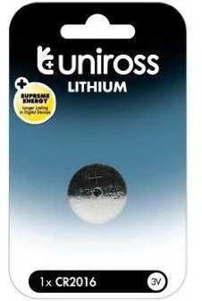 Ličio baterija CR2016 3V Uniross pakuotėje