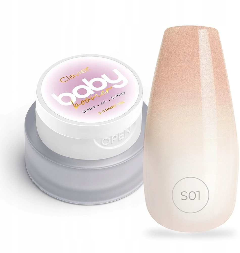 Reney Cosmetics Clavier Nailsology Baby Boomer nagų lakas 3w1 S01 Shimmer 3g