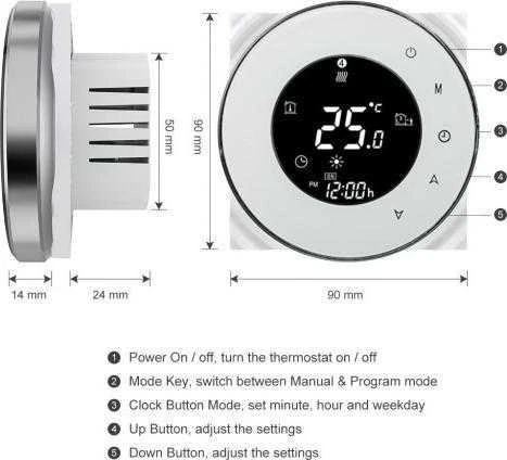 Renov8 Smart Wi-Fi termostatas dujiniam katilui - suderinama 86x86 dėžė