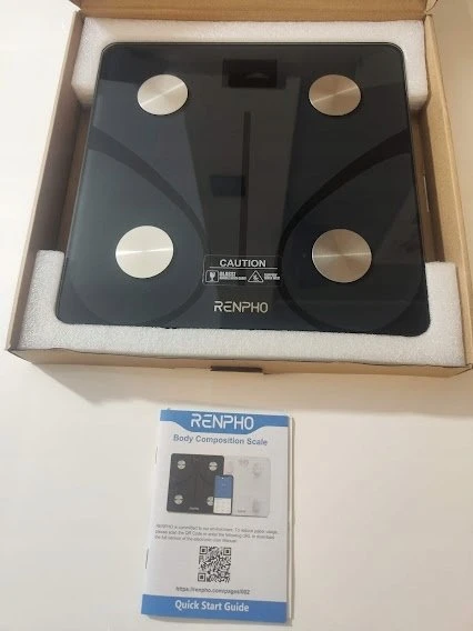 Svarstyklės RENPHO OB02720 - Bluetooth prisijungęs svorio ir kūno analizatorius - 13 rodiklių - Grūdinto stiklo platforma - Juoda