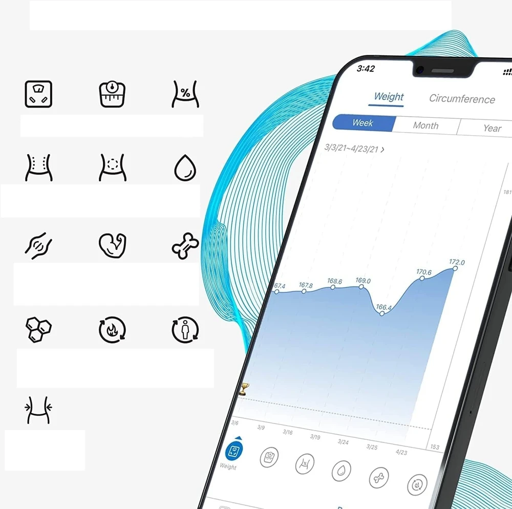 Svarstyklės RENPHO OB02720 - Bluetooth prisijungęs svorio ir kūno analizatorius - 13 rodiklių - Grūdinto stiklo platforma - Juoda