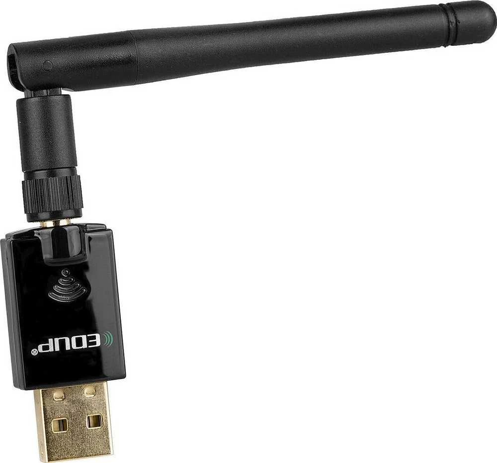 Edup EP-AC1607 USB 2.0 WiFi dviejų juostų 2,4/5,8 GHz belaidis adapteris 600 Mbps su išorine antena Juoda