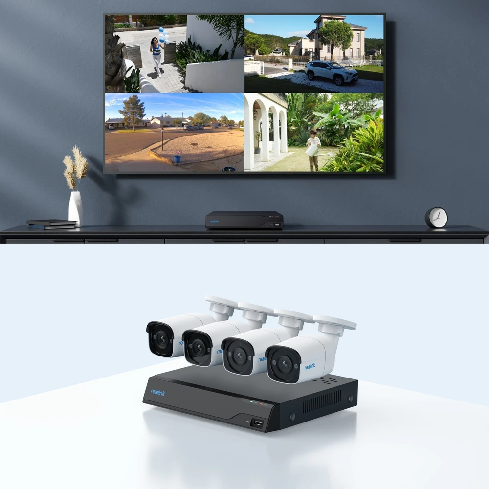 Reolink | Super HD apsaugos kamerų sistema | NVS8-5MB4 | Kulka | 5/4 MP | f=4,0 mm fiksuotas; F=2,0 | Maitinimas per Ethernet (PoE) | IP67 | H.265 | „Micro SD“, maks. 256 GB