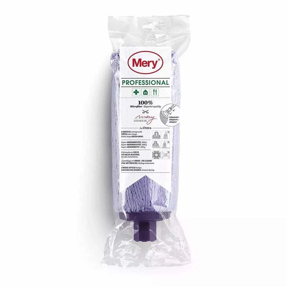 „Multi Mop“ siūlų/apvali šluostė mini „Mery Micro“ 200 g mikropluošto su šešiakampiais siūlais violetinė drėgna, 1 vnt.