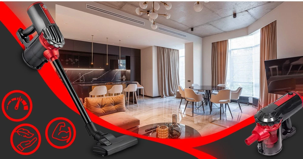 Retoo Dulkių siurblys Rankinis cikloninis vertikalus dulkių siurblys be maišelio, 600 W, 5 viename, patogus ir galingas, 5 m