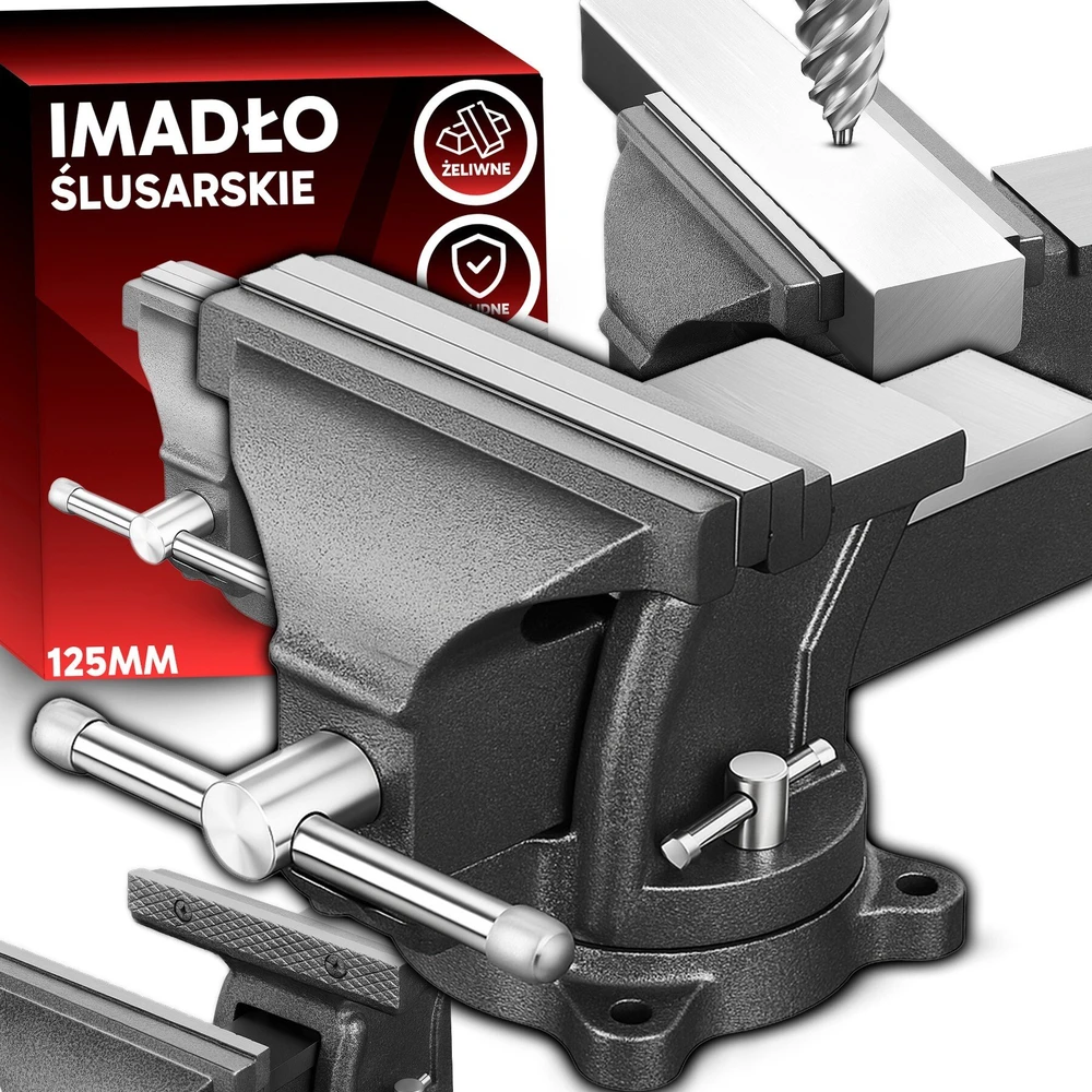 RTO Imadło stołowe obrotowe ślusarskie żeliwne 125 mm szczęki małe su kowadłem - o649