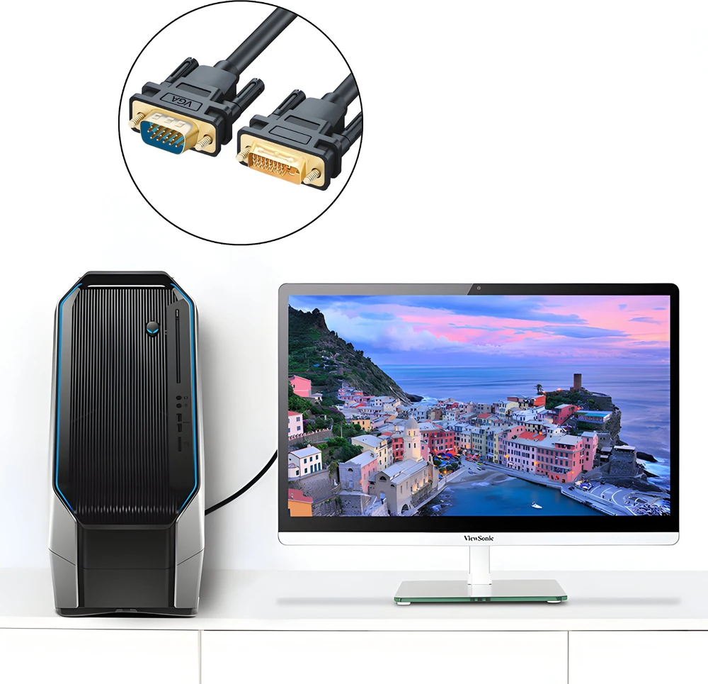 Retoo Dvi-I į VGA D-Sub DVI 24+5 dvigubos jungties kabelis 140 cm monitoriui