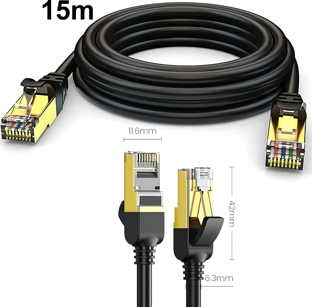 LAN tinklo kabelis RJ45 cat 6a interneto kabelis UTP maršrutizatorius susukta pora 15 m