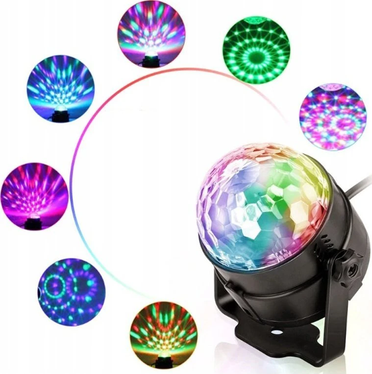 Kula Disko rutulinis disko projektorius RGB LED prožektorius vakarėlių lazeriui + nuotolinio valdymo pultas -E113