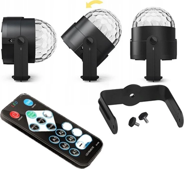 Kula Disko rutulinis disko projektorius RGB LED prožektorius vakarėlių lazeriui + nuotolinio valdymo pultas -E113