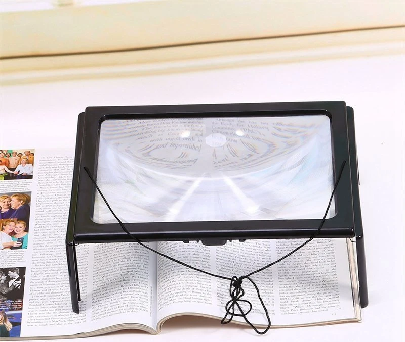Lupa A4 LED apšviestas 3 kartų didinamasis stiklas skaitymui