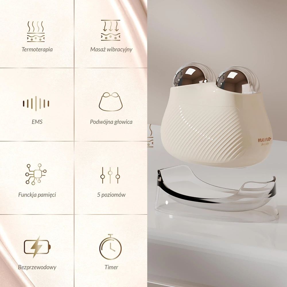 „Neno Beauty“ VEIDO MASAŽUOTUVAS SU EMS TECHNOLOGIJA IR TERMOTERAPIJOS FUNKCIJA