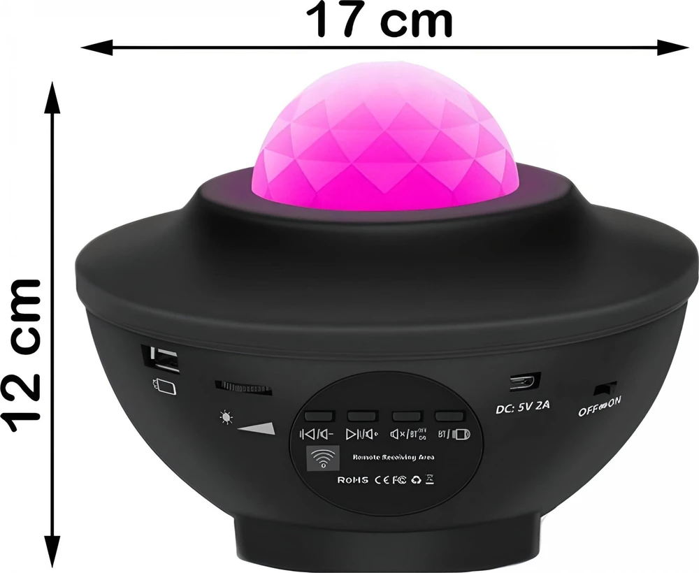 Žvaigždžių projektorius vaikams, besisukanti naktinė lempa, LED projektorius, USB + nuotolinio valdymo pultas - E785