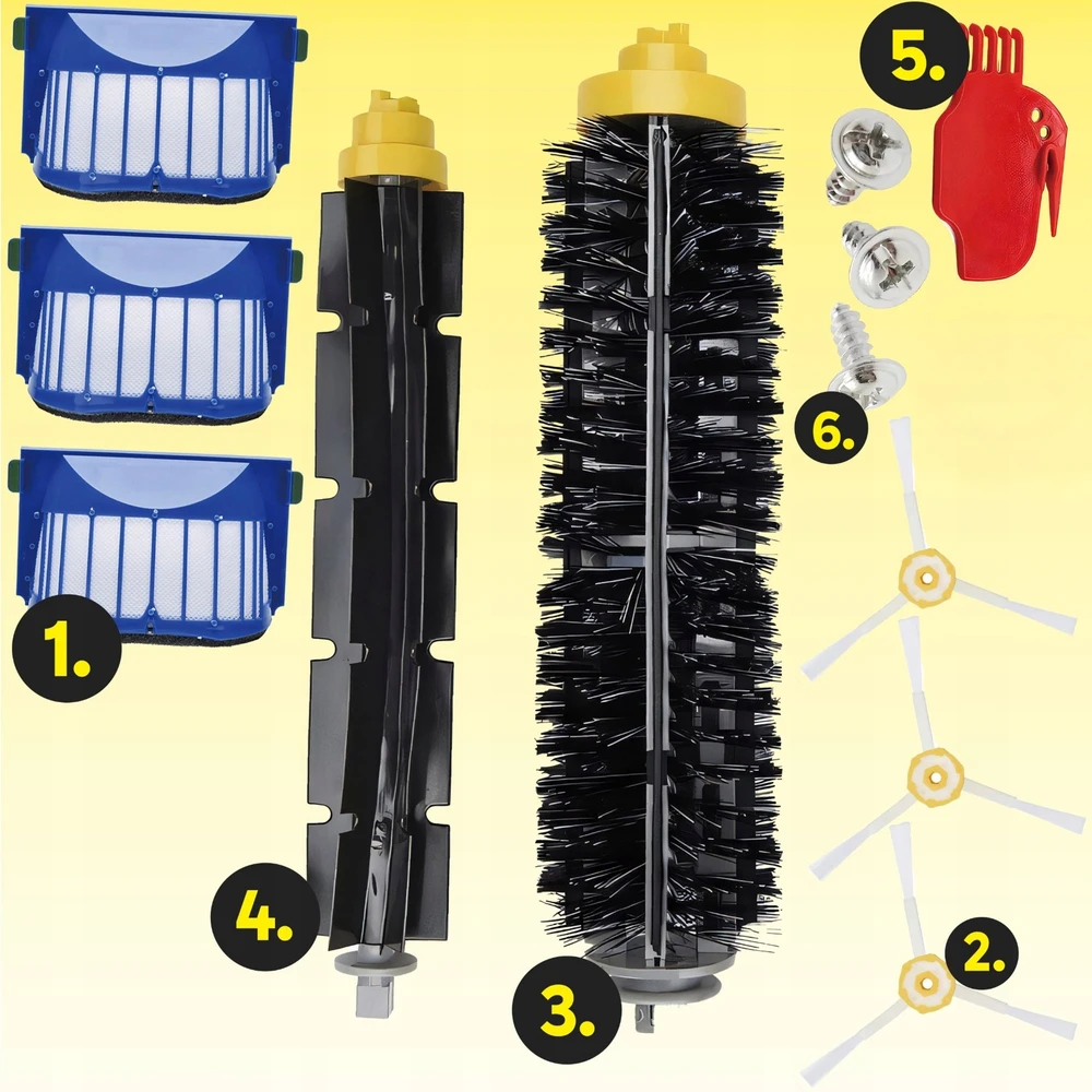 Retoo Rinkinys Šepetėlių filtro rinkinys, skirtas „irobot roomba 600 605 610 616 620 650 670 681 696“
