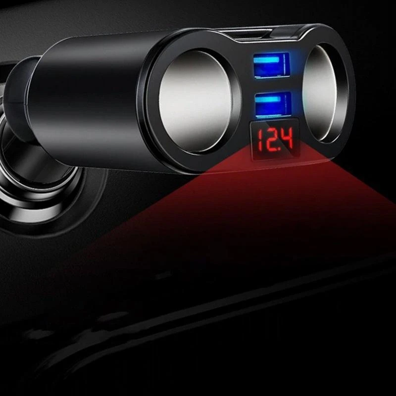 RTO cigarečių žiebtuvėlio lizdo skirstytuvas USB voltmetras kroviklis-e382