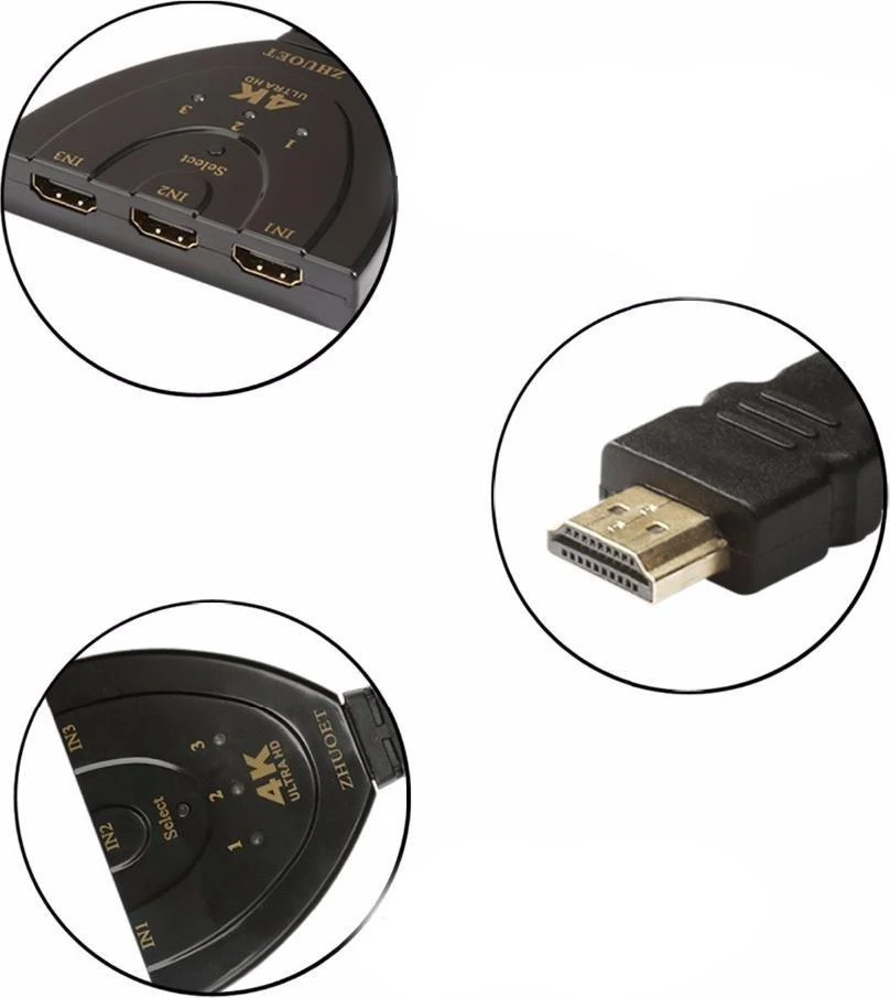 Retoo Switch HDMI jungiklis 3in1 „Full HD 4k“ skirstytuvas -E385