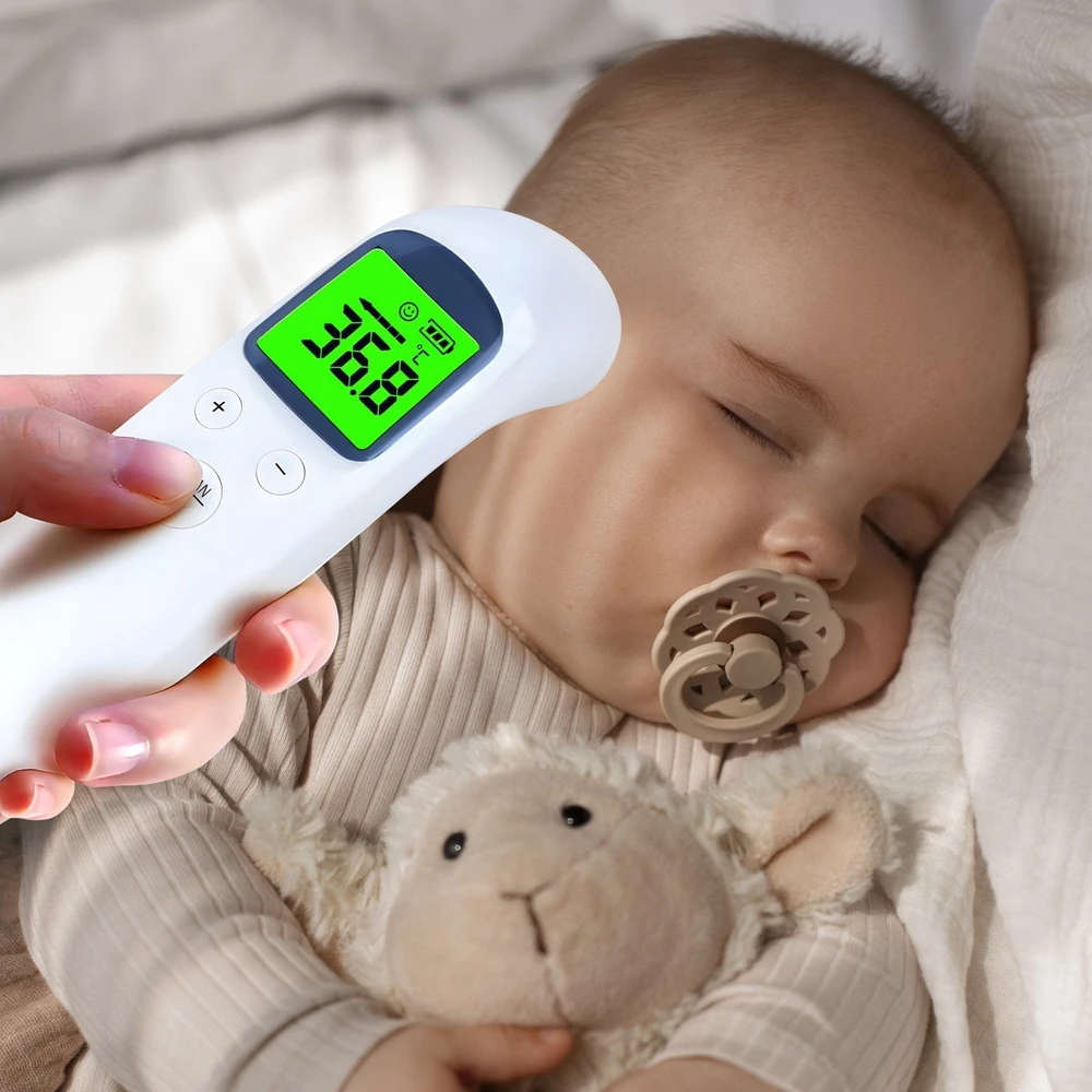 Bekontaktis LCD infraraudonųjų spindulių termometras, elektroninis, tikslus, 3 spalvų