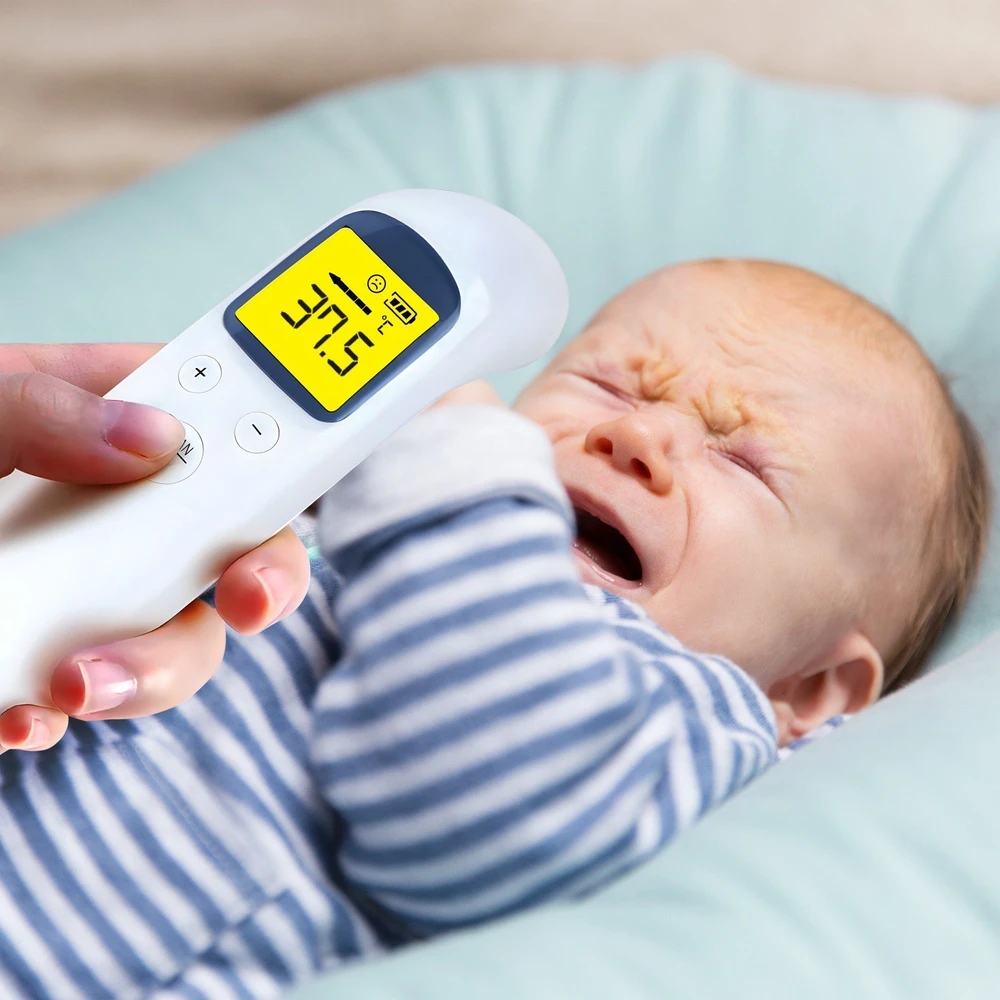Bekontaktis LCD infraraudonųjų spindulių termometras, elektroninis, tikslus, 3 spalvų