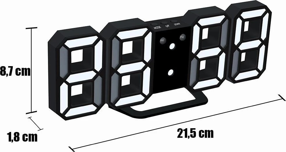 Zegar Laikrodis Elektroninis laikrodis su LED žadintuvu, termometru, data ir žadintuvu – e290