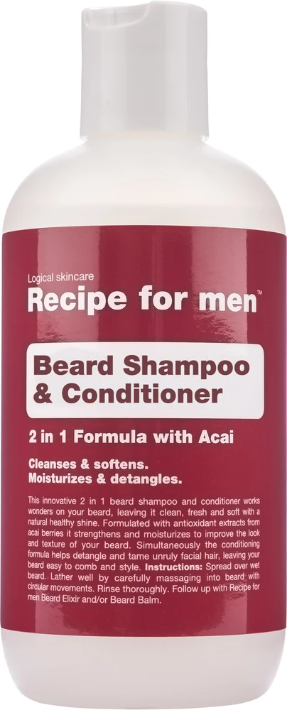 „Recipe For Men“ barzdos šampūnas ir kondicionierius, valomasis ir drėkinamasis barzdos šampūnas, 250 ml
