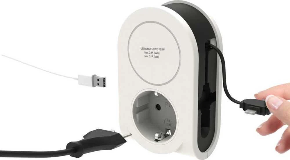 REV USB įkroviklis Flex 3in1 0,8 m + 1x lizdas