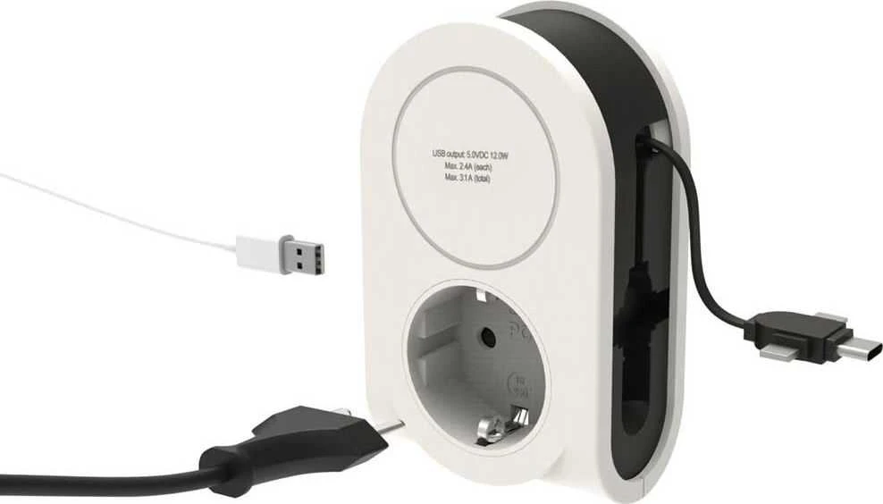 REV USB įkroviklis Flex 3in1 0,8 m + 1x lizdas