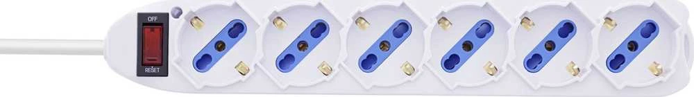 REV InLine® Kištukų lizdų juosta ITALIJA, 6 vietų, su jungikliu, 1,5 m, balta