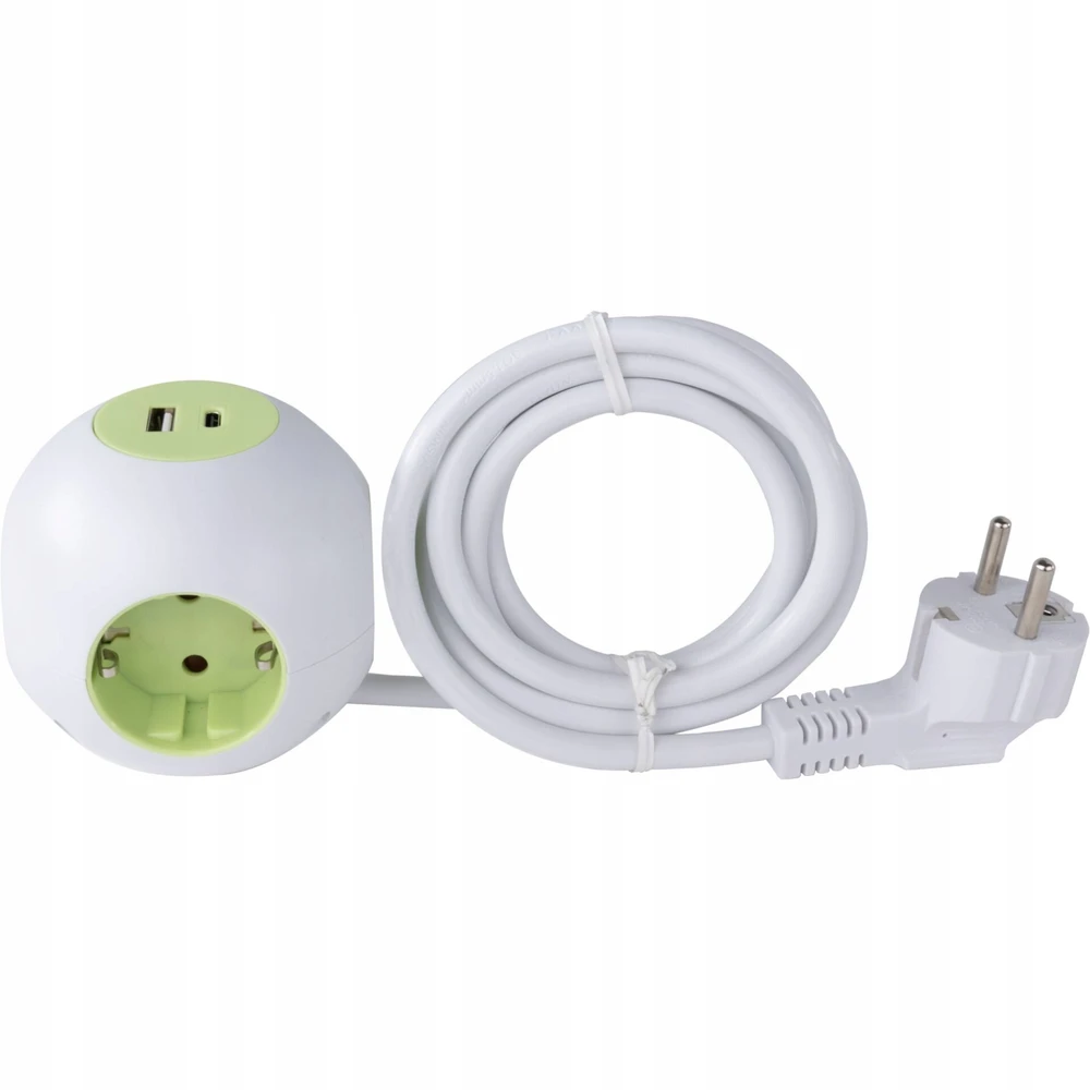 Listwa zasilająca REV PowerGlobe kostka 4 gniazda 1,4 m Baltai-žalia (0015408112)