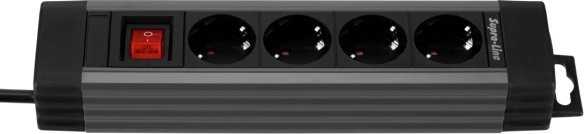 REV REV Outlet Strip 4-fold 1,9m Supraline w. switch anthracite