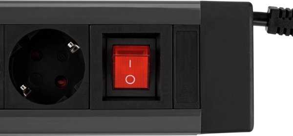 REV REV Outlet Strip 4-fold 1,9m Supraline w. switch anthracite