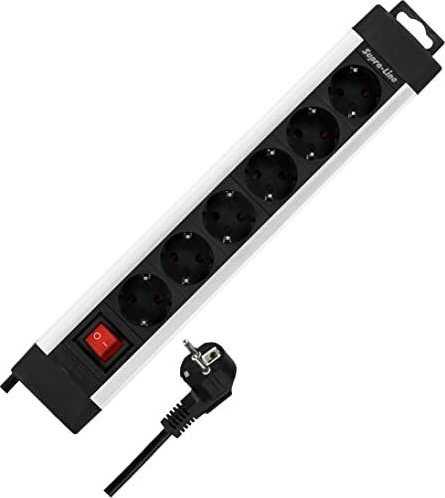 REV REV Outlet Strip plėstuvas 6 angų 2,4 m Supraline su jungikliu sidabrinis
