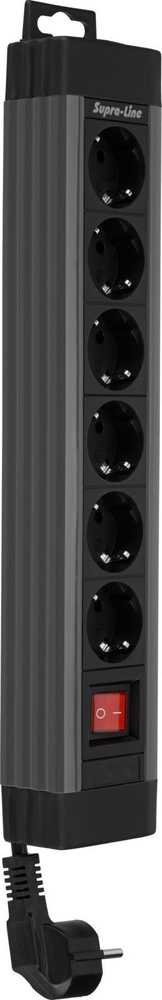 REV REV Outlet Strip 6-fold 2,4m Supraline w. switch anthracite