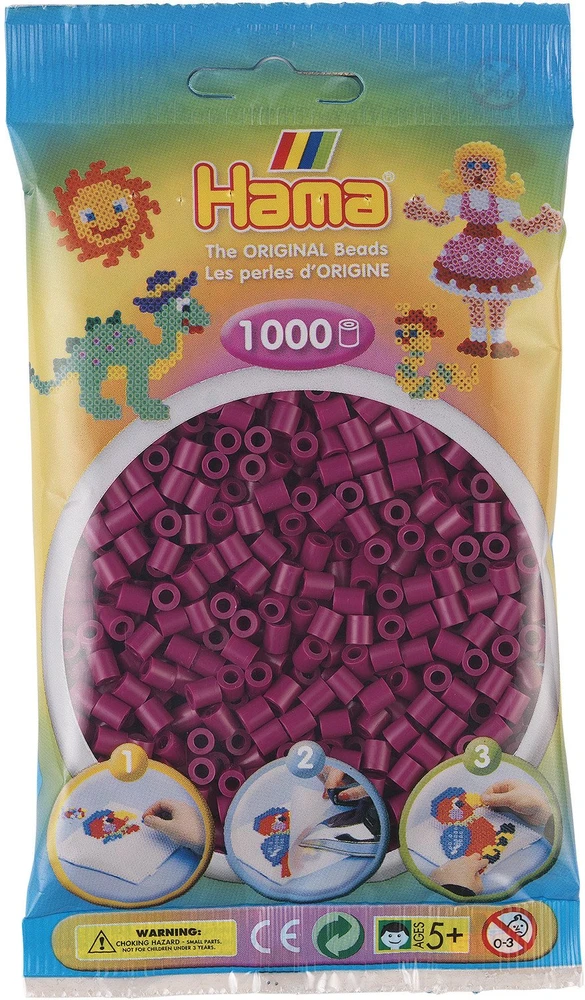 Hama MIDI lyginimo karoliukai, 1000 karoliukų, 207-82 spalvos, tamsios fuksijos spalvos