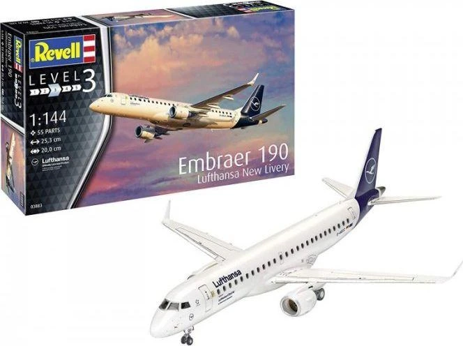 Revell Embraer 190 Lufthansa nauja livrea 1:144 plastikinis lėktuvo modelis