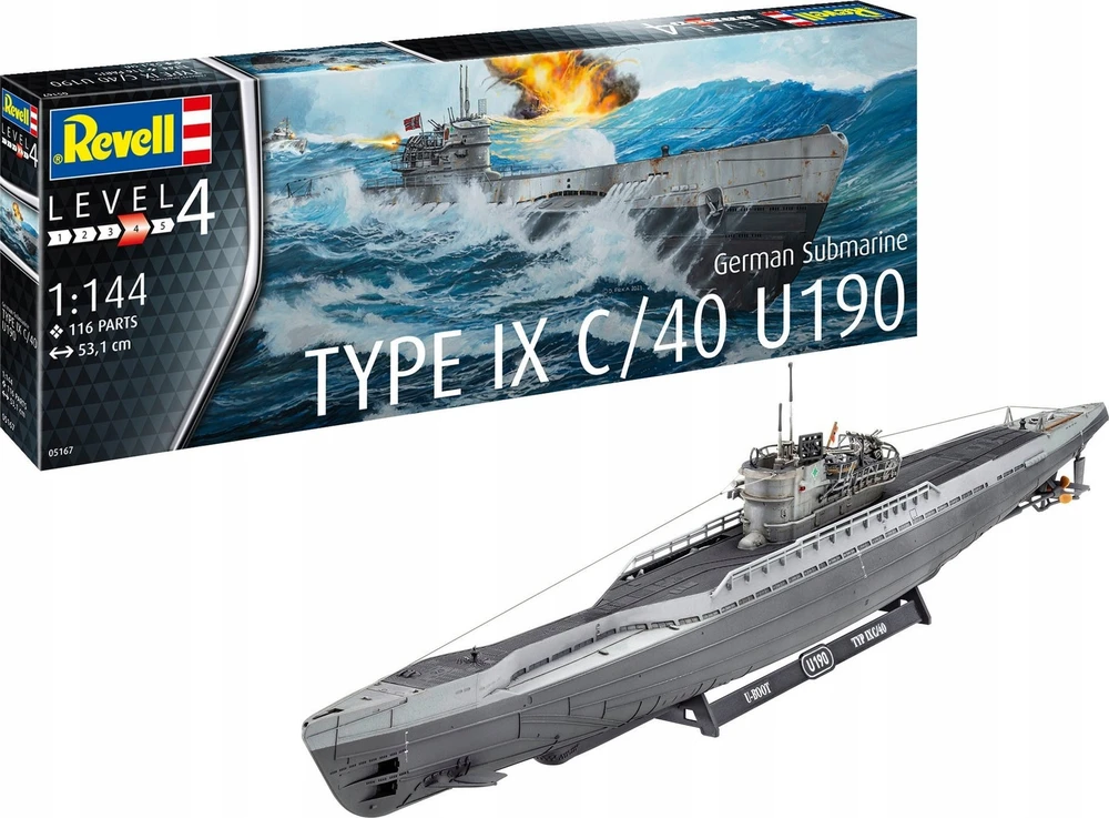 Revell – Vokietijos povandeninis laivas Type IX C/40 (U190), 1/144, 05167