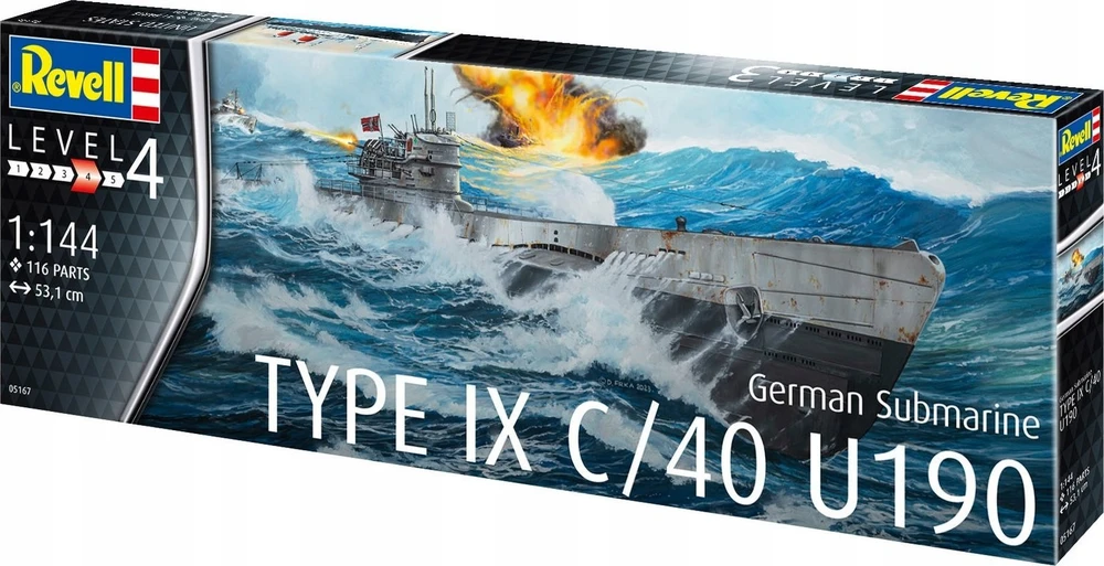 Revell – Vokietijos povandeninis laivas Type IX C/40 (U190), 1/144, 05167
