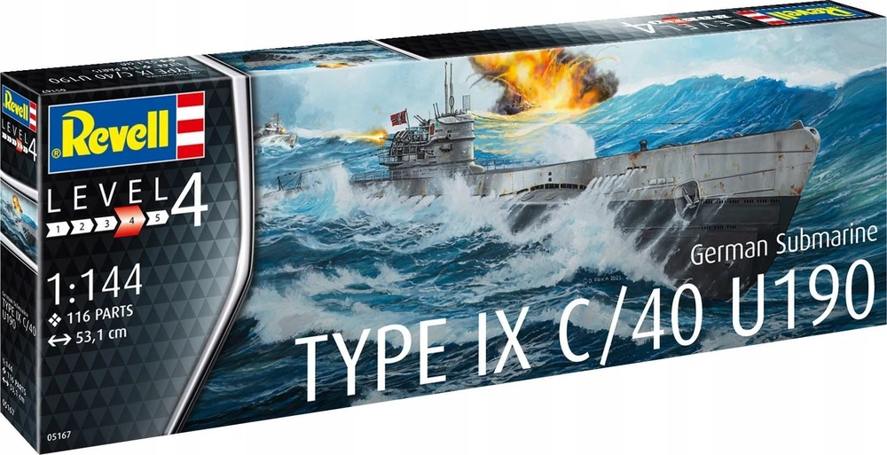 Revell – Vokietijos povandeninis laivas Type IX C/40 (U190), 1/144, 05167