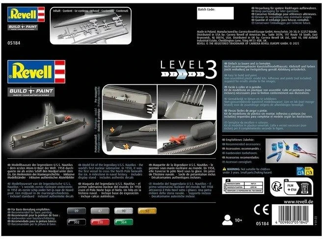 Revell U.S.S. Nautilus povandeninis laivas 1:305 plastikinis modelis 30 cm