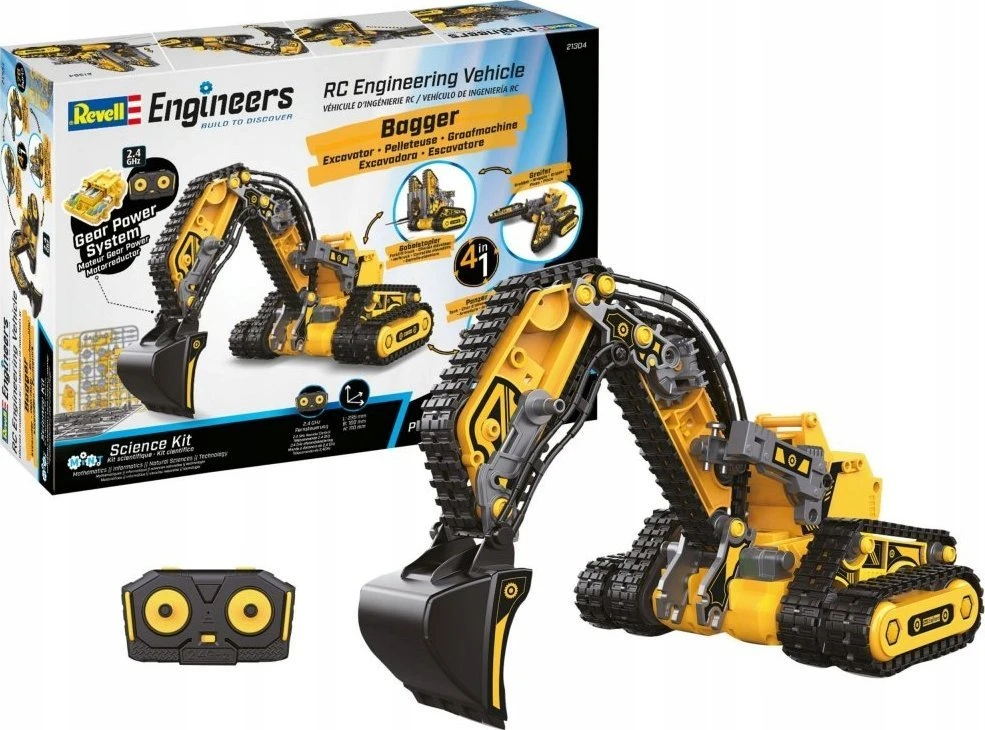 Revell RC 4in1 inžinerinė technika su pultu, surenkama, be klijų, 8+, 21304