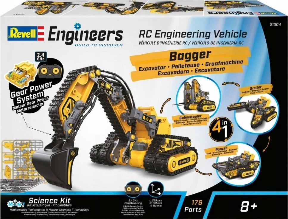 Revell RC 4in1 inžinerinė technika su pultu, surenkama, be klijų, 8+, 21304