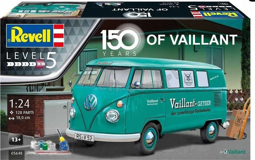 Revell - 150 metai of Vaillant Volkswagen T1 Bus dovanų komplektas, 1/24, 05648