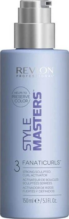 "Revlon Style Masters Skirtas garbanotiems plaukams Strong Sculped Curl Activator" garbanotų plaukų priežiūros priemonė 150ml