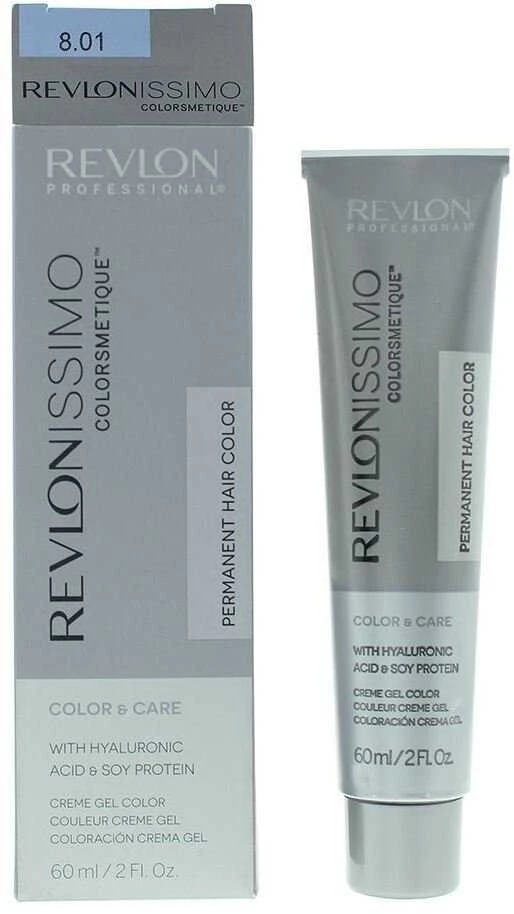Revlon Revlonissimo Colorsmetique Hyaluronic Acid Permanent Hair Dye 8.01 Light Natural Ash Skirtas šviesiems plaukams, 60 ml