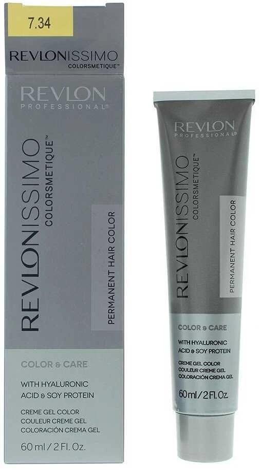Revlon Revlonissimo Colorsmetique KER-HA Complex Permanent Hair Dye 7.34 Medium Copper Gold Skirtas šviesiems plaukams, 60 ml