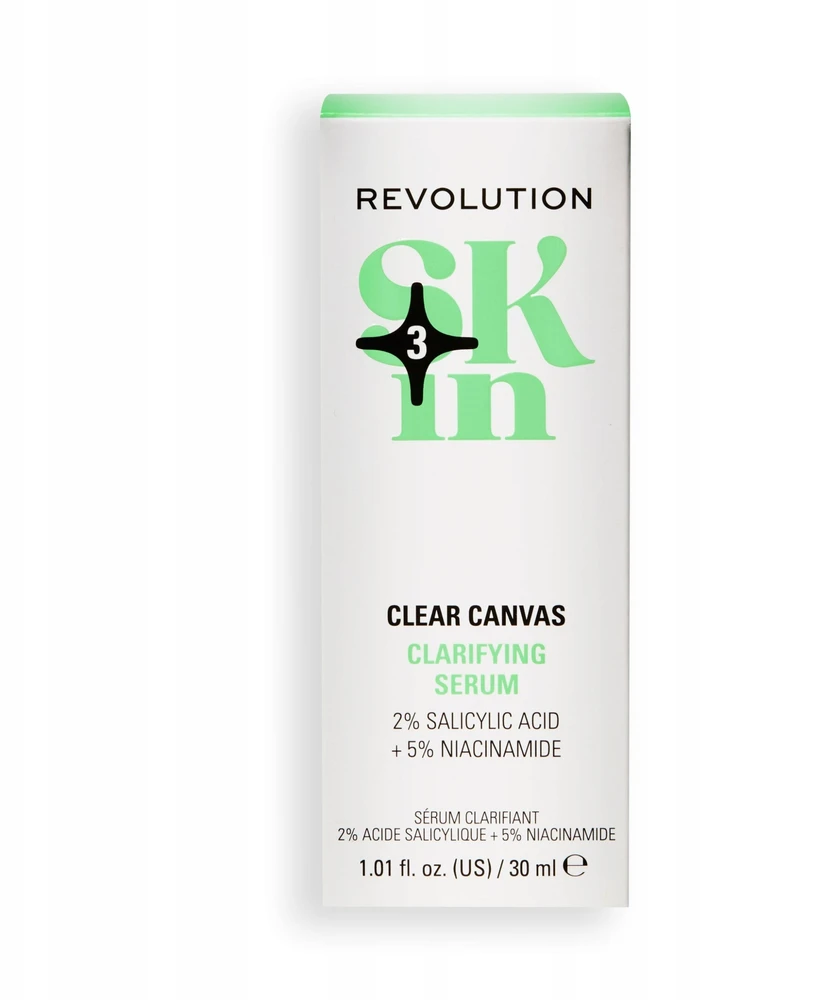 „Revolution Skincare Clear Canvas“ gaivinantis veido serumas su 5 % niacinamido ir 2 % salicilo rūgšties, 30 ml