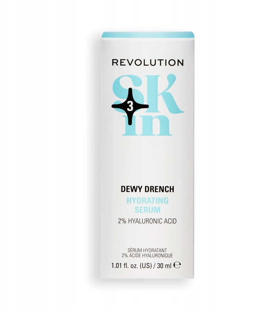 „Revolution Skincare Dewy Drench“ drėkinamasis veido serumas su hialurono rūgštimi (2 %), 30 ml