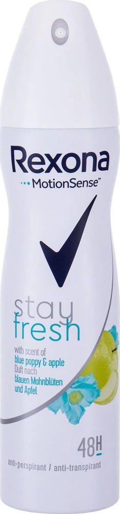 Rexona MotionSense Stay Fresh Antiperspirant Mėlyna Poppy & Apple, 150 ml